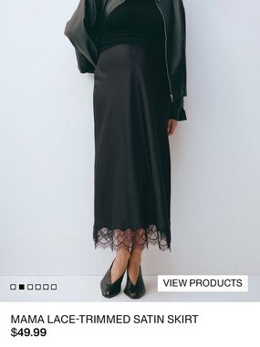 H&M Maternity Black Lace-Trim Maxi Skirt Small